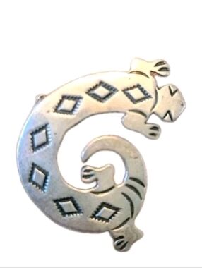 Vintage Sterling Silver Gecko Lizard Brooch Signed MB Stamped Southwestern 925